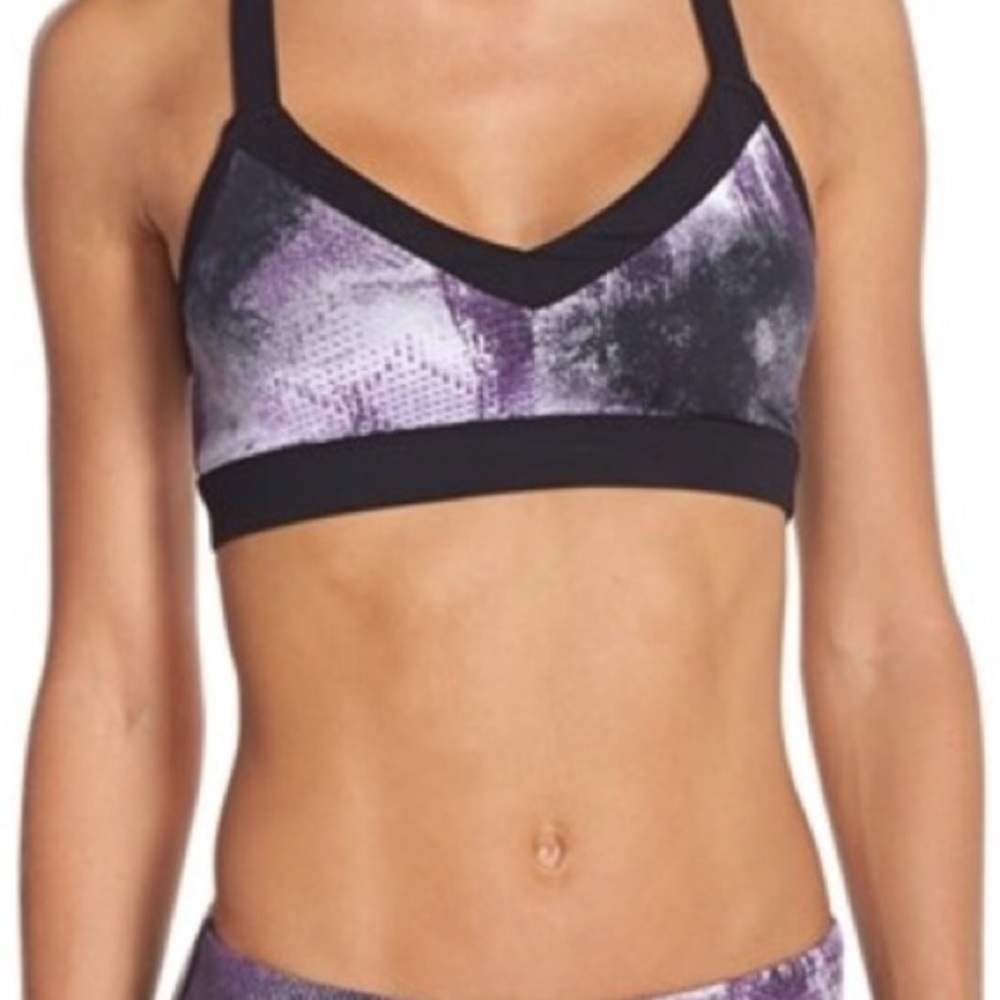 ALO Yoga Purple and Black Printed Sports Bra